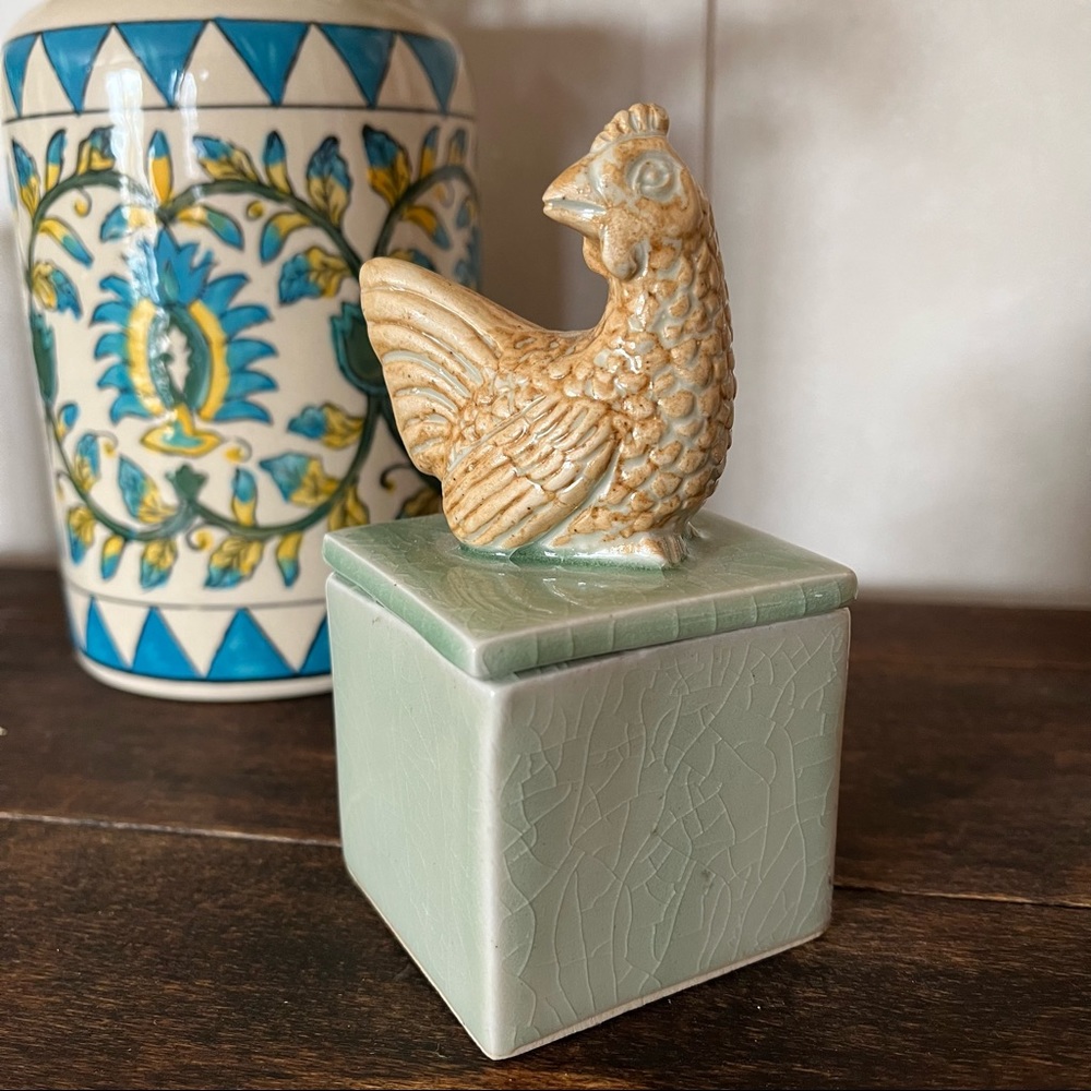 Vintage Ceramic Chicken Trinket Box